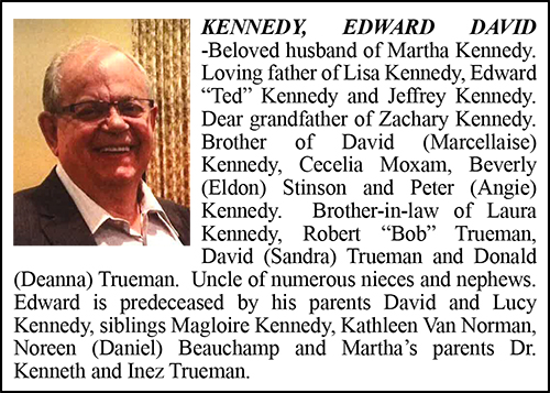 Obituary Edward Kennedy Colour October 3-2017