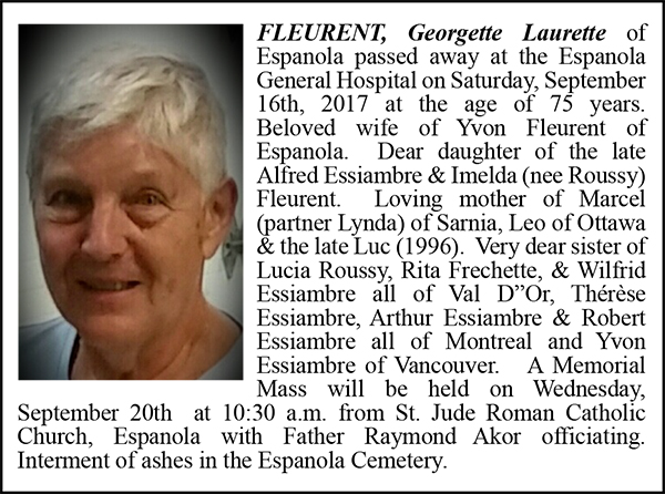 Obituary FLEURENT, Georgette Laurette September 26-2017