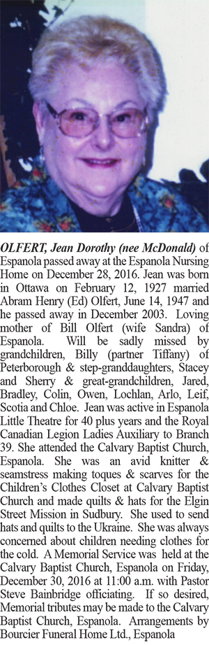 OLFERT, Jean Doroths Obituary Website Colour January 10-2016