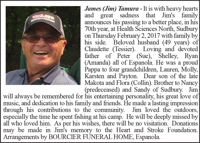Obituary James Tamura Colour February 7-2017