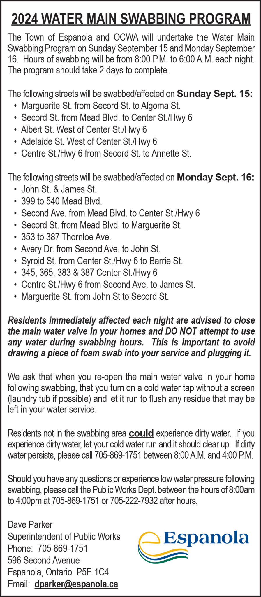 2024 Water Main Swabbing Around and About